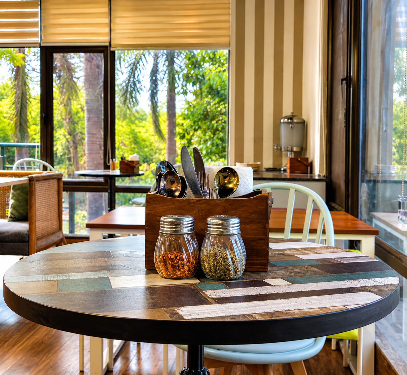 Family café with colourful child-friendly seating